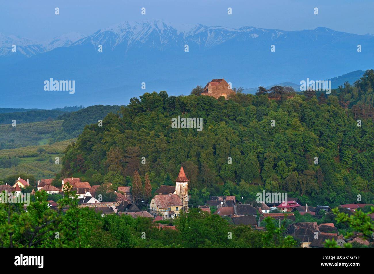 La chiesa fortificata di Cisnadioara, Romania Foto Stock