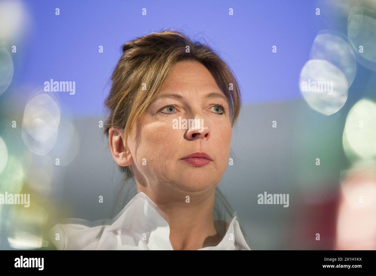 Graz - Iris Laufenberg durante la conferenza stampa sul "Saison 2015/16" del 30 aprile 2015 a Schauspiel Graz. - 20150430 PD0627 - Rechteinfo: Diritti gestiti (RM) Foto Stock