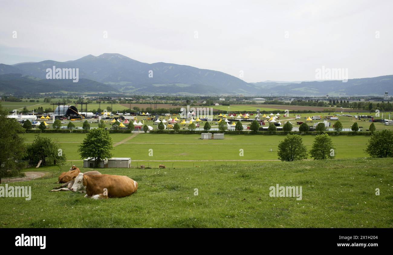 Spielberg - preparativi per il Concerto AC/DC del Rock or Bust Tour al Red Bull Ring il 12 maggio 2015. Il concerto avrà luogo il 14 maggio 2015. - 20150512 PD3267 - Rechteinfo: Rights Managed (RM) Foto Stock