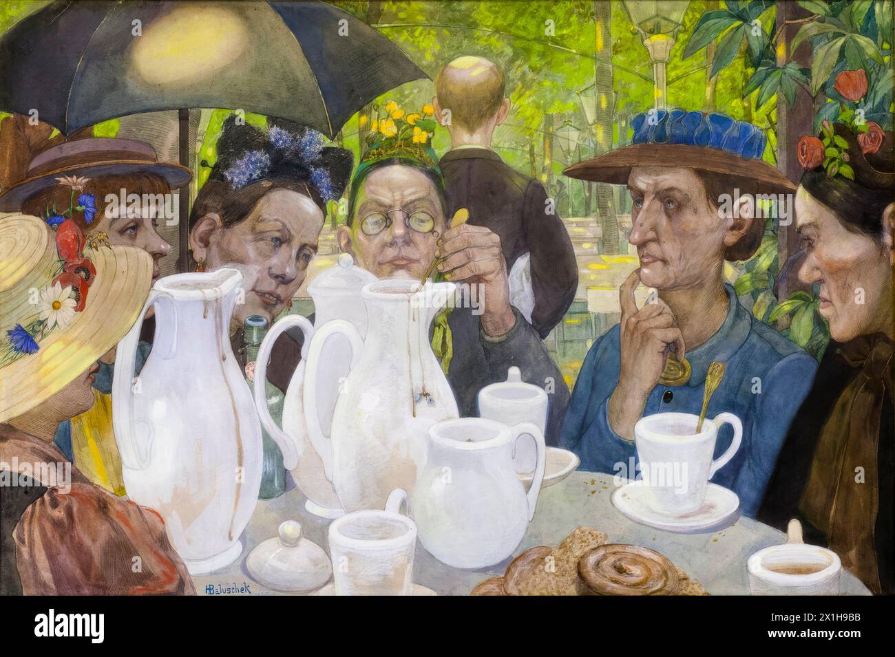 Hans Baluschek, le famiglie possono fare il caffè qui, dipingere in mezzo misto su cartone, 1895 Foto Stock