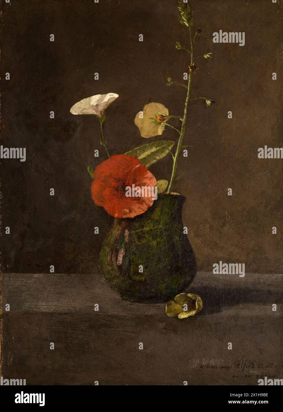 Odilon Redon, Flower STILL Life in a green brog, dipingendo a olio su tela, 1866-1868 Foto Stock