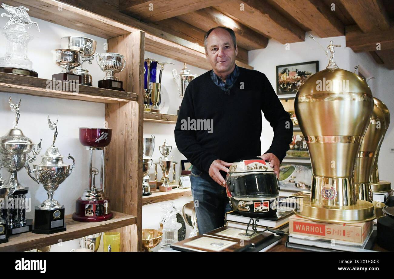 Gerhard Berger durante l'intervista con Austria Presse Agentur a Söll, Austria, il 27 agosto 2019. - 20190821 PD11402 - Rechteinfo: Diritti gestiti (RM) Foto Stock