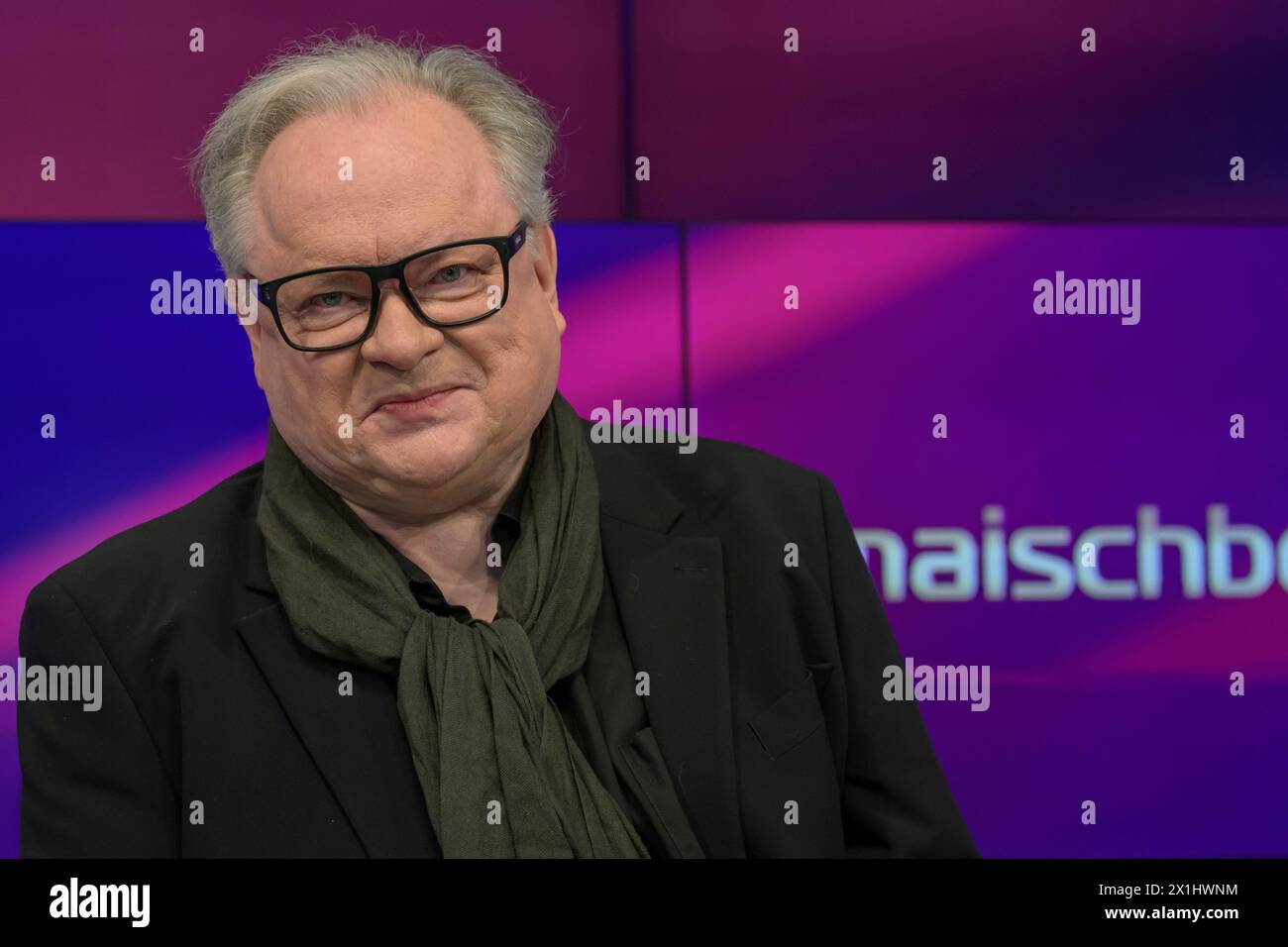 Heinz Rudolf Kunze (cantante rock e cantautore), ospite a - maischberger, Political Talk, TV, format, con presentatrice - Sandra Maischberger, Das Erste, con i seguenti argomenti: Guerra in Medio Oriente e Ucraina, Cancelliere in Cina - ex leader SPD sulle crisi, i successi e l'invecchiamento, 16 aprile 2024, credito: HMB Media/Uwe Koch/Alamy Live News Foto Stock