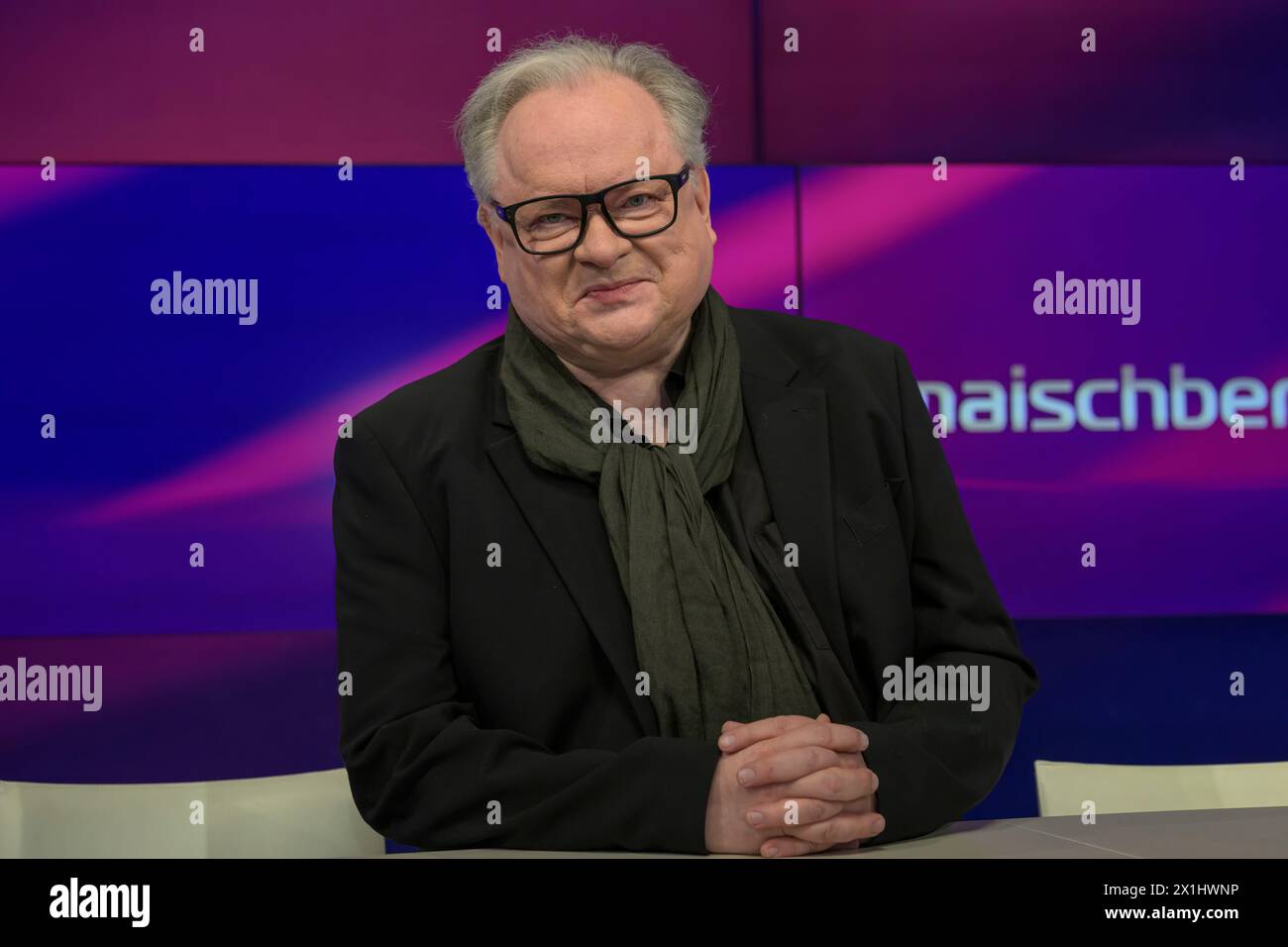 Heinz Rudolf Kunze (cantante rock e cantautore), ospite a - maischberger, Political Talk, TV, format, con presentatrice - Sandra Maischberger, Das Erste, con i seguenti argomenti: Guerra in Medio Oriente e Ucraina, Cancelliere in Cina - ex leader SPD sulle crisi, i successi e l'invecchiamento, 16 aprile 2024, credito: HMB Media/Uwe Koch/Alamy Live News Foto Stock