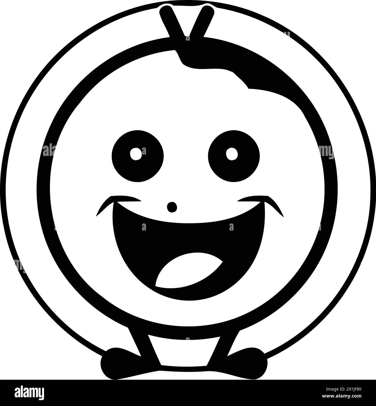 Simpatico personaggio di mela con faccia sorridente. illustrazione vettoriale. Carino personaggio di mela. Illustrazione Vettoriale