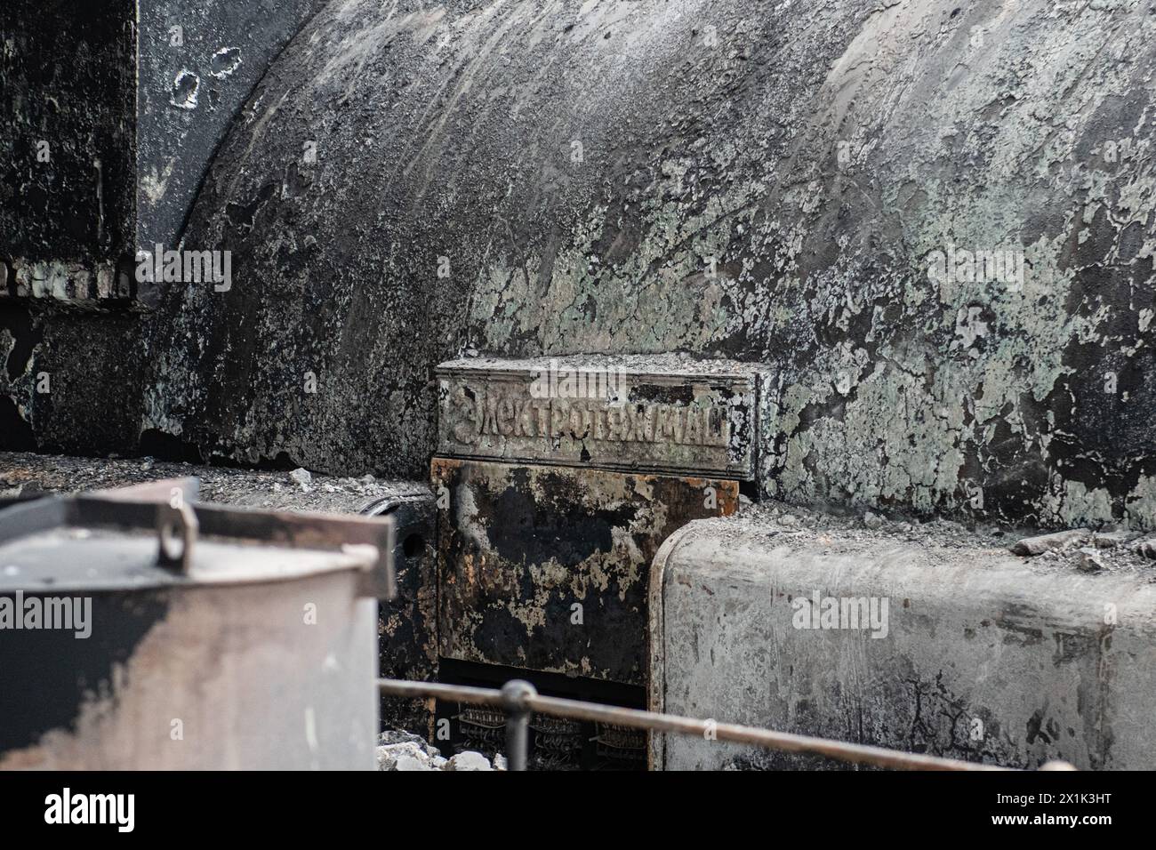 Conseguenze degli attacchi missilistici sulle infrastrutture critiche ucraine Foto Stock