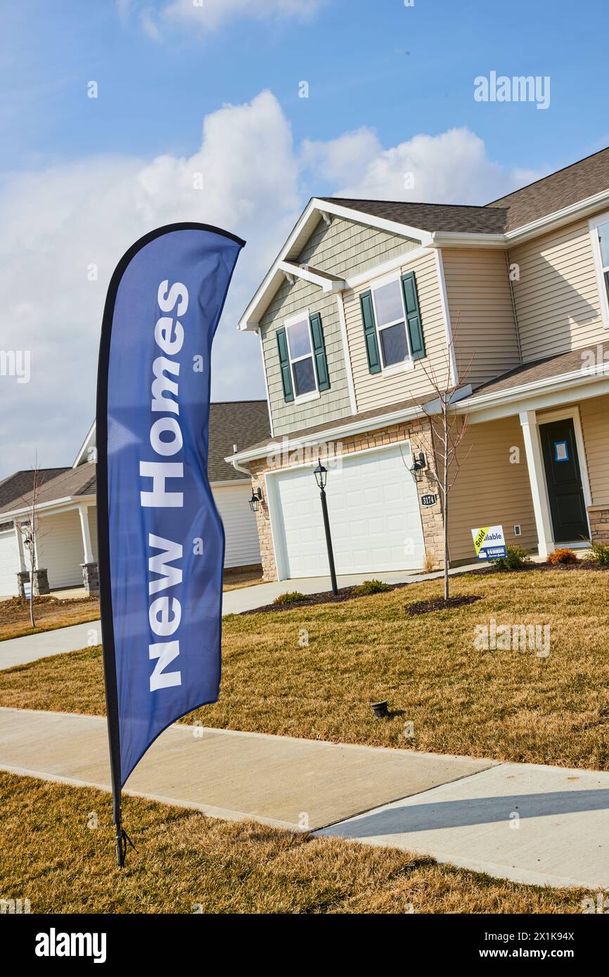 New Homes Banner e Suburban House in sviluppo Foto Stock