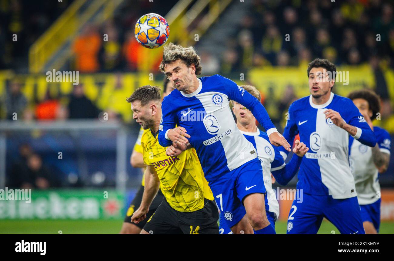 Dortmund, Germania. 16 aprile 2024. Antoine Griezmann (Atletico) Niclas Füllkrug (BVB) Borussia Dortmund - Atletico Madrid 16.04.2024 Copyright (nur Foto Stock