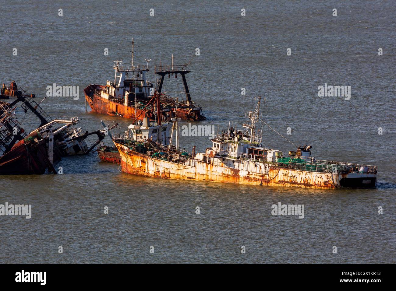 Relitti navali, porto di Montevideo, Uruguay, Sud America Foto Stock