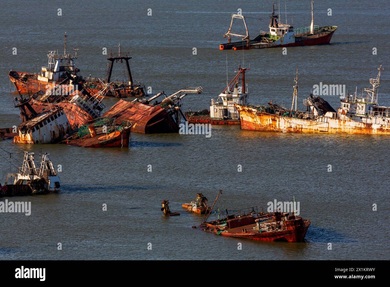 Relitti navali, porto di Montevideo, Uruguay, Sud America Foto Stock