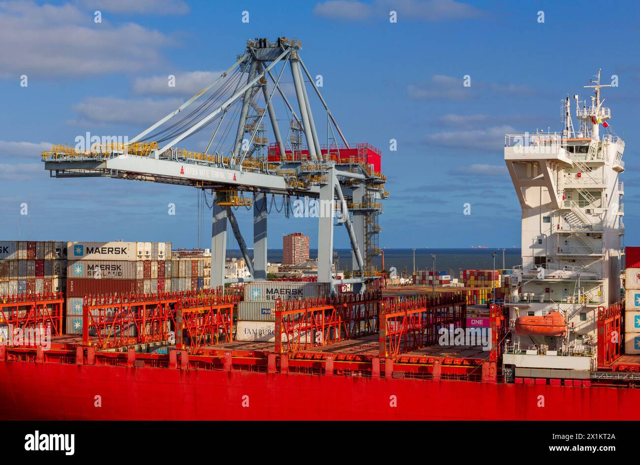 Nave container Cap san Sound, Porto di Montevideo, Uruguay, Sud America Foto Stock