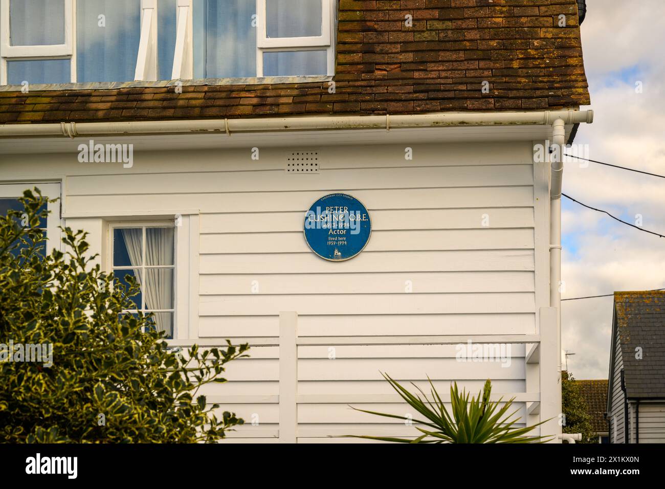 L'ex casa del defunto attore, Peter Cushing, Whitstable, Kent, Inghilterra Foto Stock
