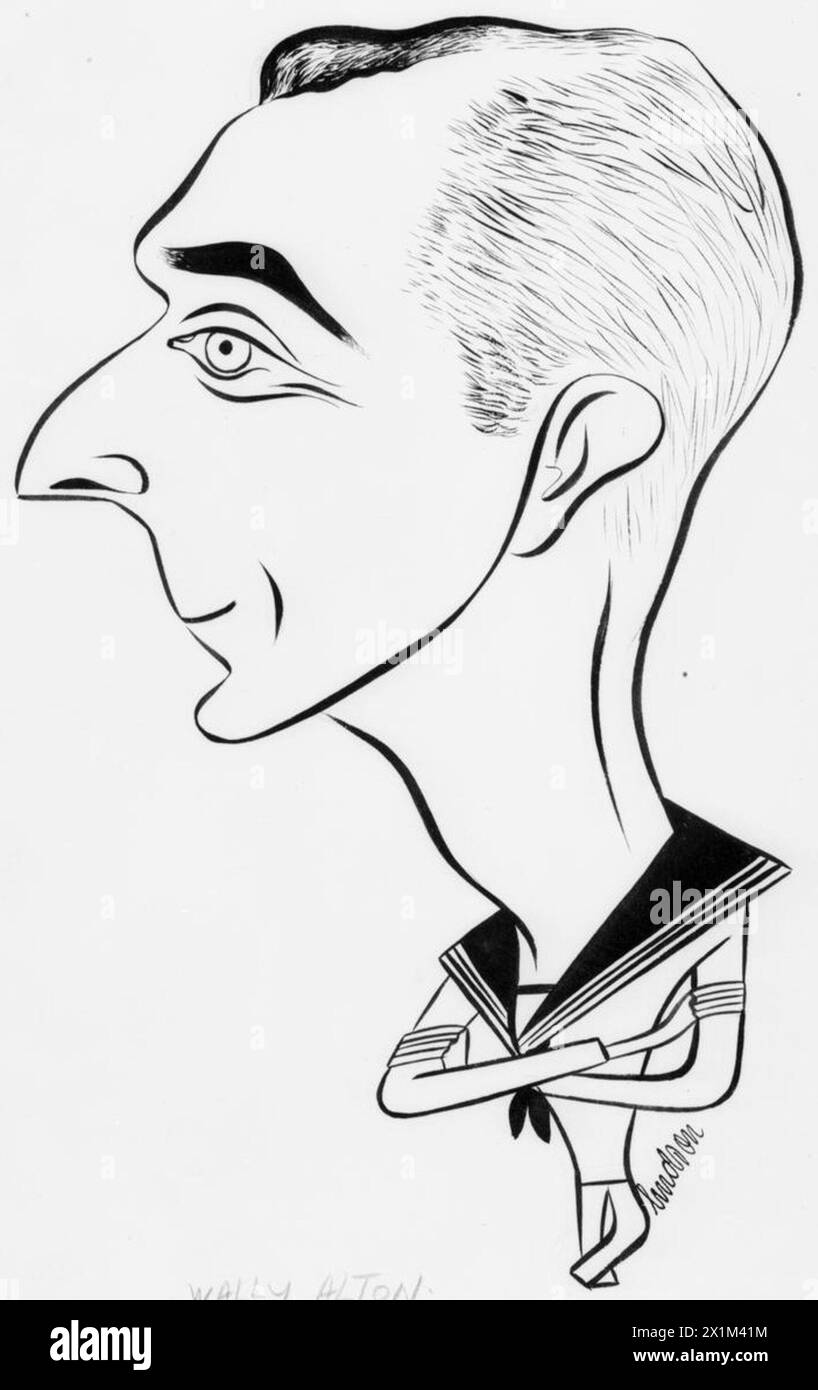 Nel luglio 1945, marinai tra cui A/B Wally Alton di Jesmond, Newcastle, prestarono servizio su varie navi in Estremo Oriente contro le forze giapponesi, rappresentate in caricature raffiguranti la vita a bordo. Foto Stock Nel luglio 1945, marinai tra cui A/B Wally Alton di Jesmond, Newcastle, prestarono servizio su varie navi in Estremo Oriente contro le forze giapponesi, rappresentate in caricature raffiguranti la vita a bordo. Foto Stock