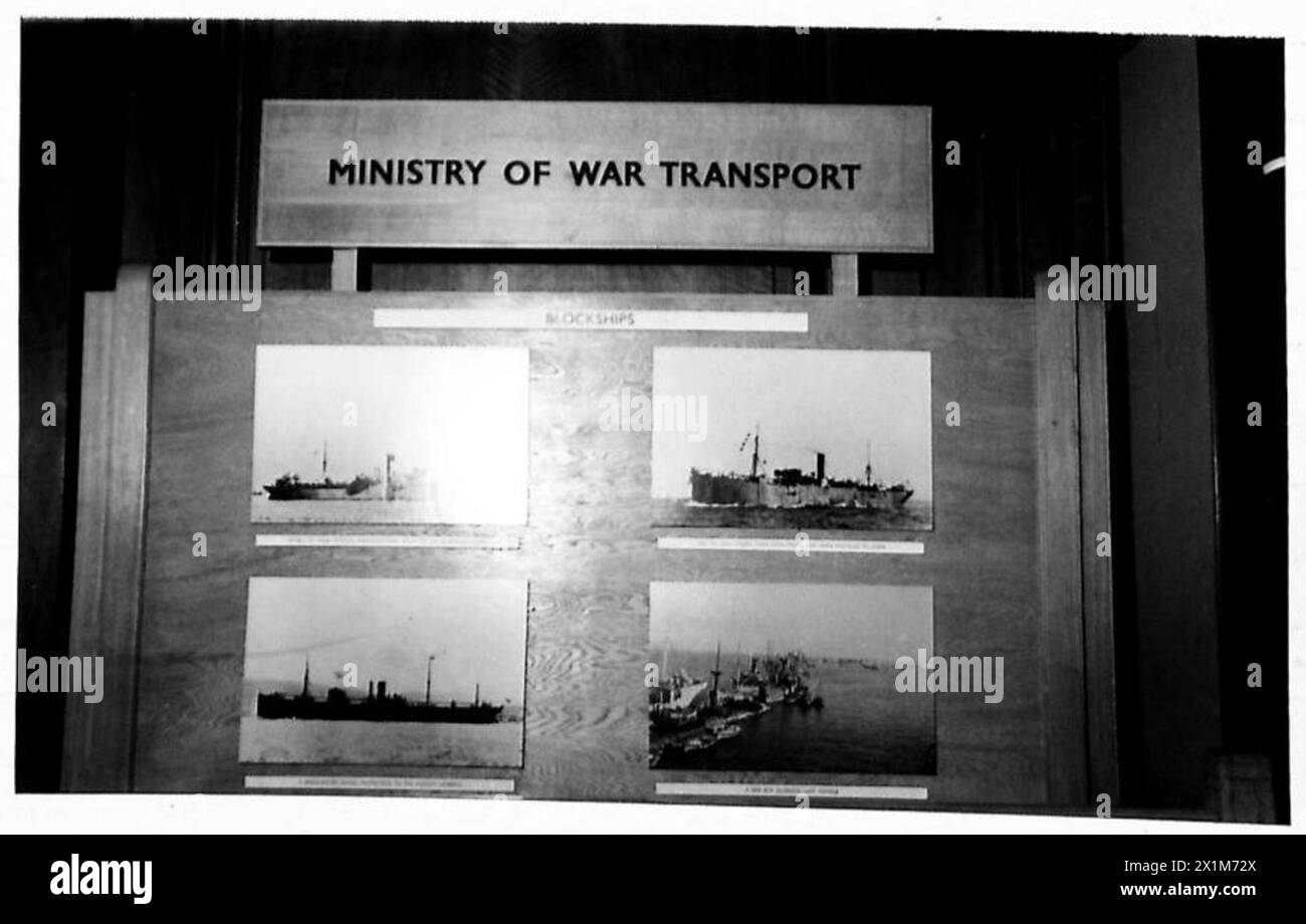 Fotografie della Mulberry Exhibition presso l'Institute of Civil Engineers di Londra, che mostrano l'ingegneria militare, l'esercito britannico. Foto Stock