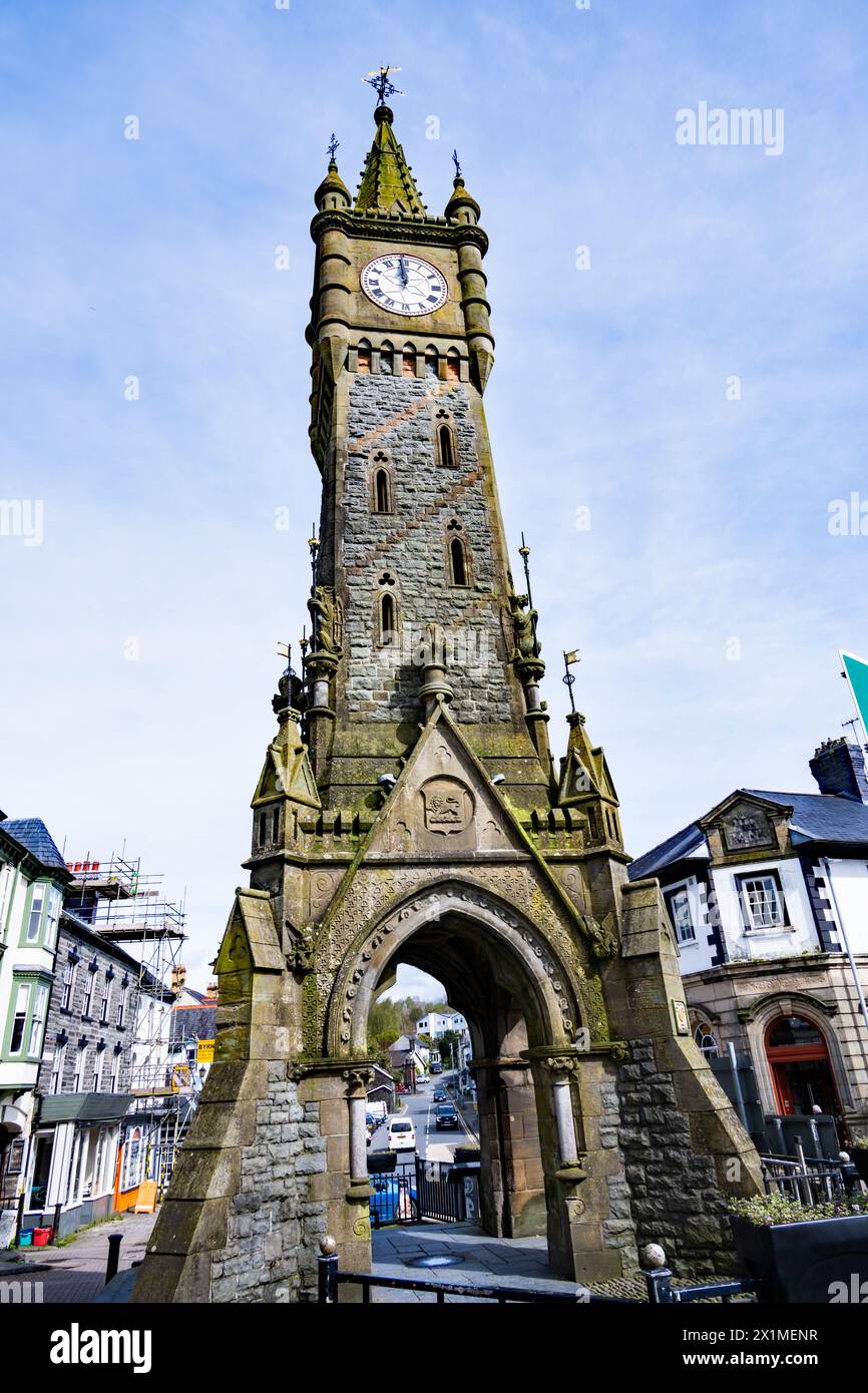 Torre dell'orologio di Machynlleth Foto Stock