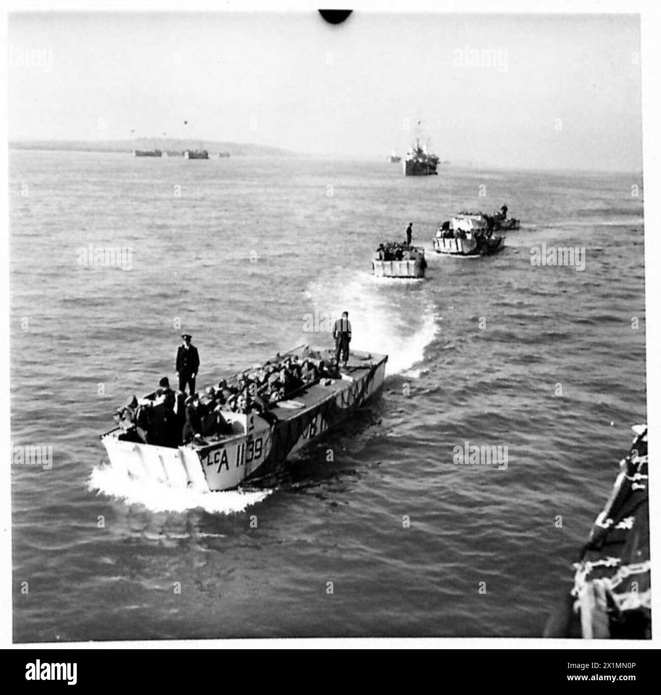 LCAs (Landing Craft Assault) trasporta truppe verso la costa come parte dell'esercitazione Fabius, British Army. Foto Stock