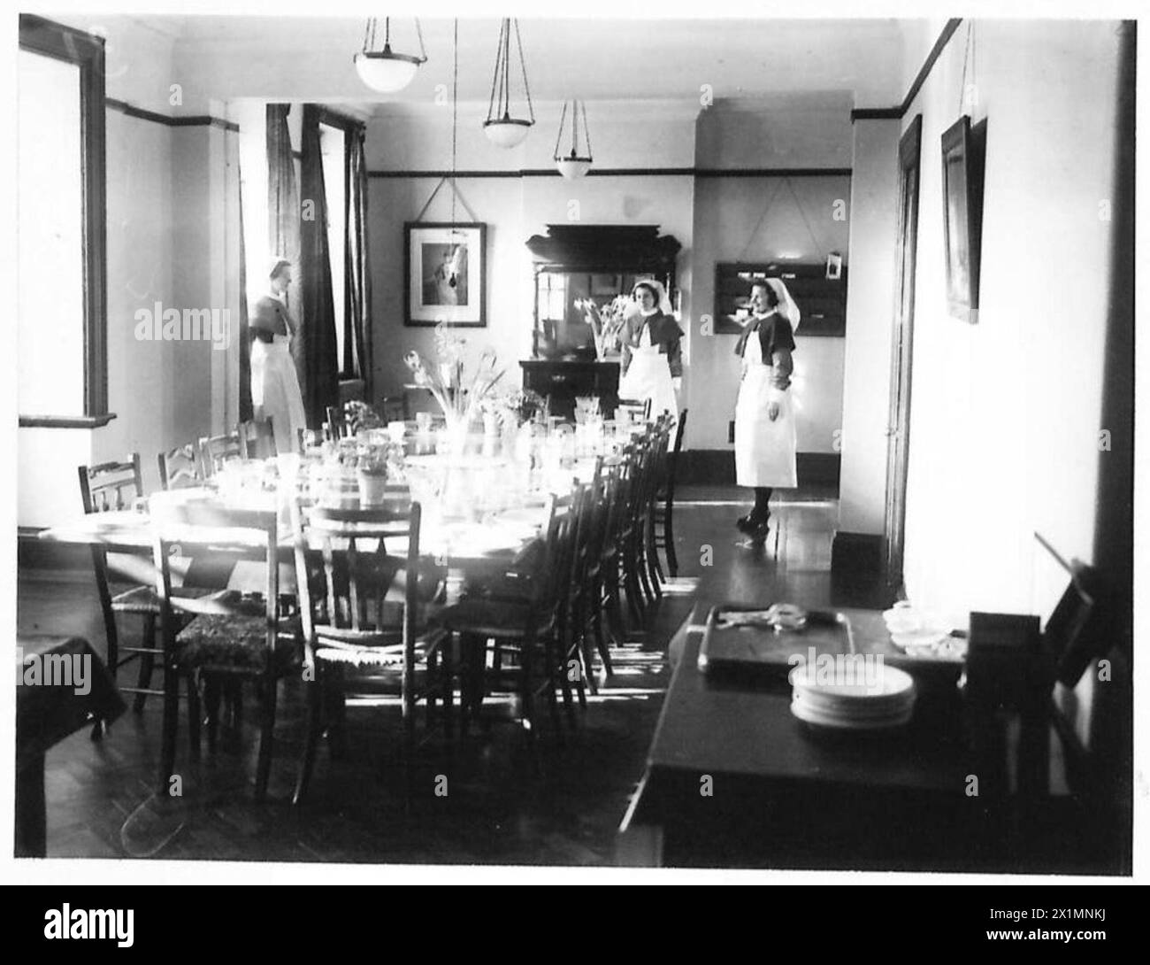 Vista interna della sala da pranzo Gun Hill House, parte delle fortificazioni e delle strutture dell'esercito britannico. Foto Stock