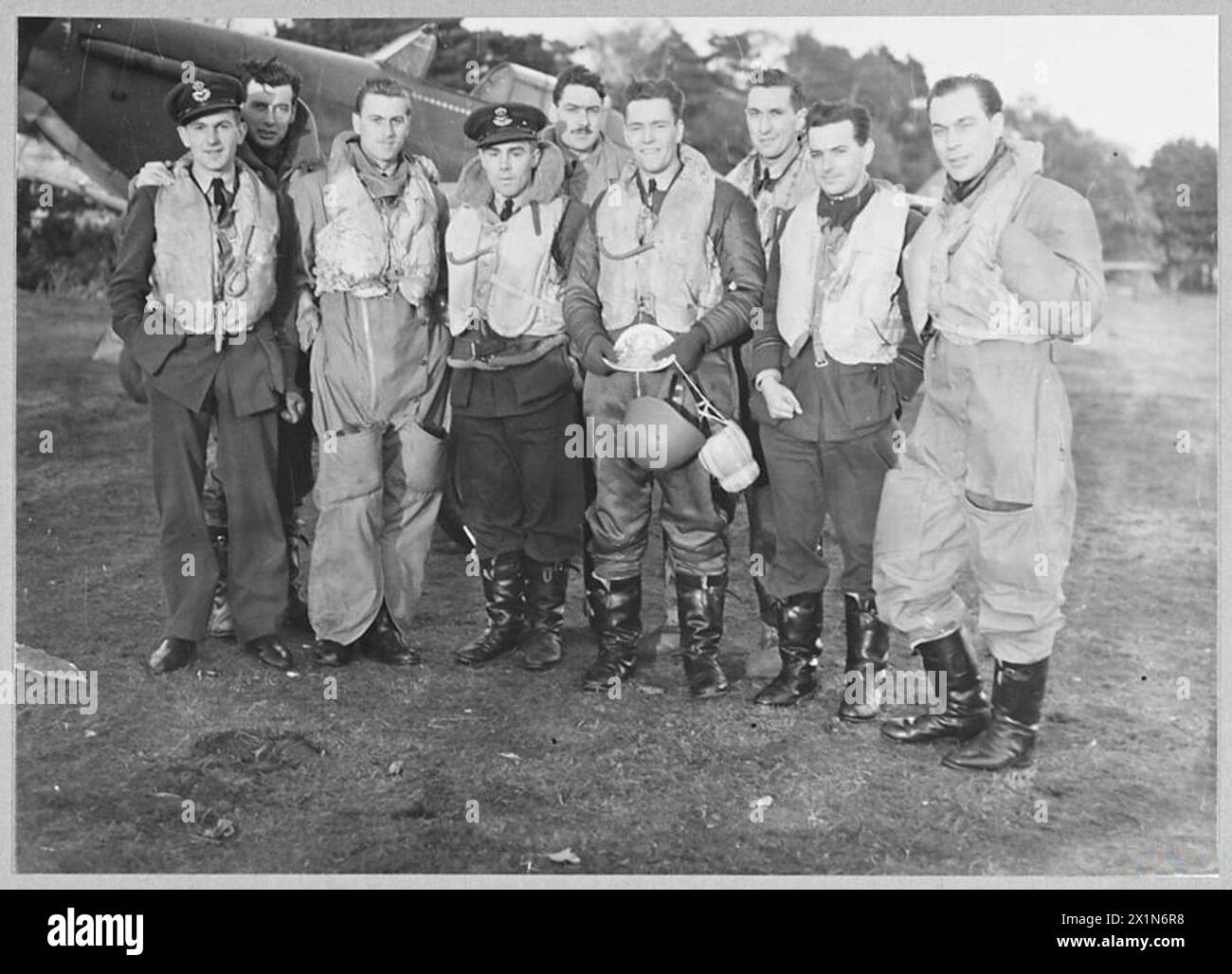 BATTAGLIA DELLA GRAN BRETAGNA 1940 - piloti uragani del No. 257 Squadron a Martlesham Heath, novembre 1940, Royal Air Force Foto Stock