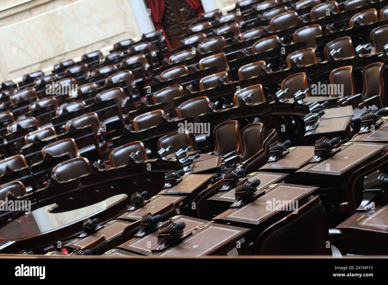 Buenos Aires, Argentina, 17.04.2024, veduta della camera di depùties del Congresso Nazionale Argentina durante un tour guidato per turisti e studenti. Foto Stock