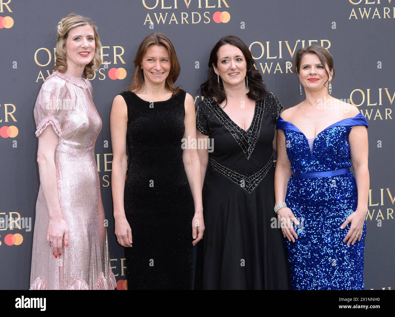 La foto deve essere accreditata ©Alpha Press 078237 14/04/2024 Claire Walker, Lucy Frazer, Hannah Essex ed Eleanor Lloyd agli Olivier Awards 2024 di Londra. Foto Stock
