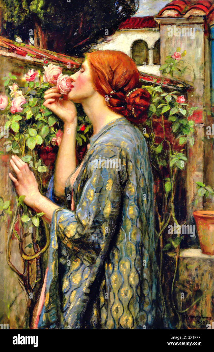 The Soul of the Rose, 1908 (Pittura) dell'artista Waterhouse, John William (1849-1917) inglese. Illustrazione Vettoriale