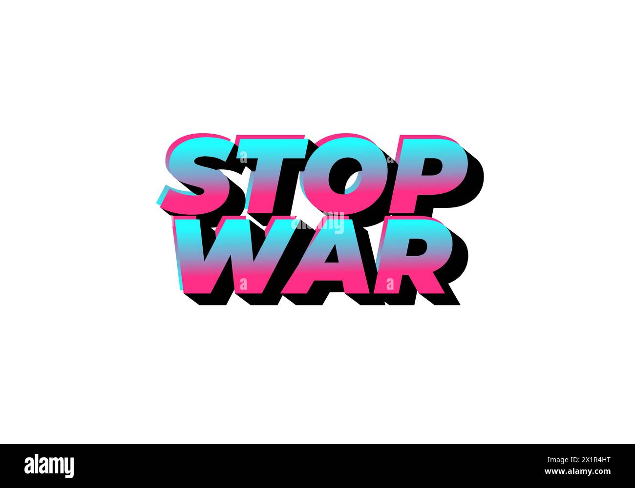 Basta con la guerra. Design con effetti di testo in aspetto 3d con colori accattivanti Illustrazione Vettoriale