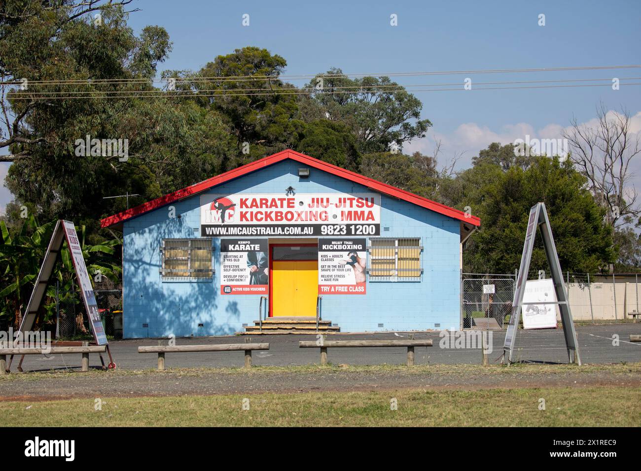 International Martial Arts Centre, kickboxing, karate e jiu-jitsu nel sobborgo di Kemps Creek, Greater Western Sydney, NSW, Australia Foto Stock