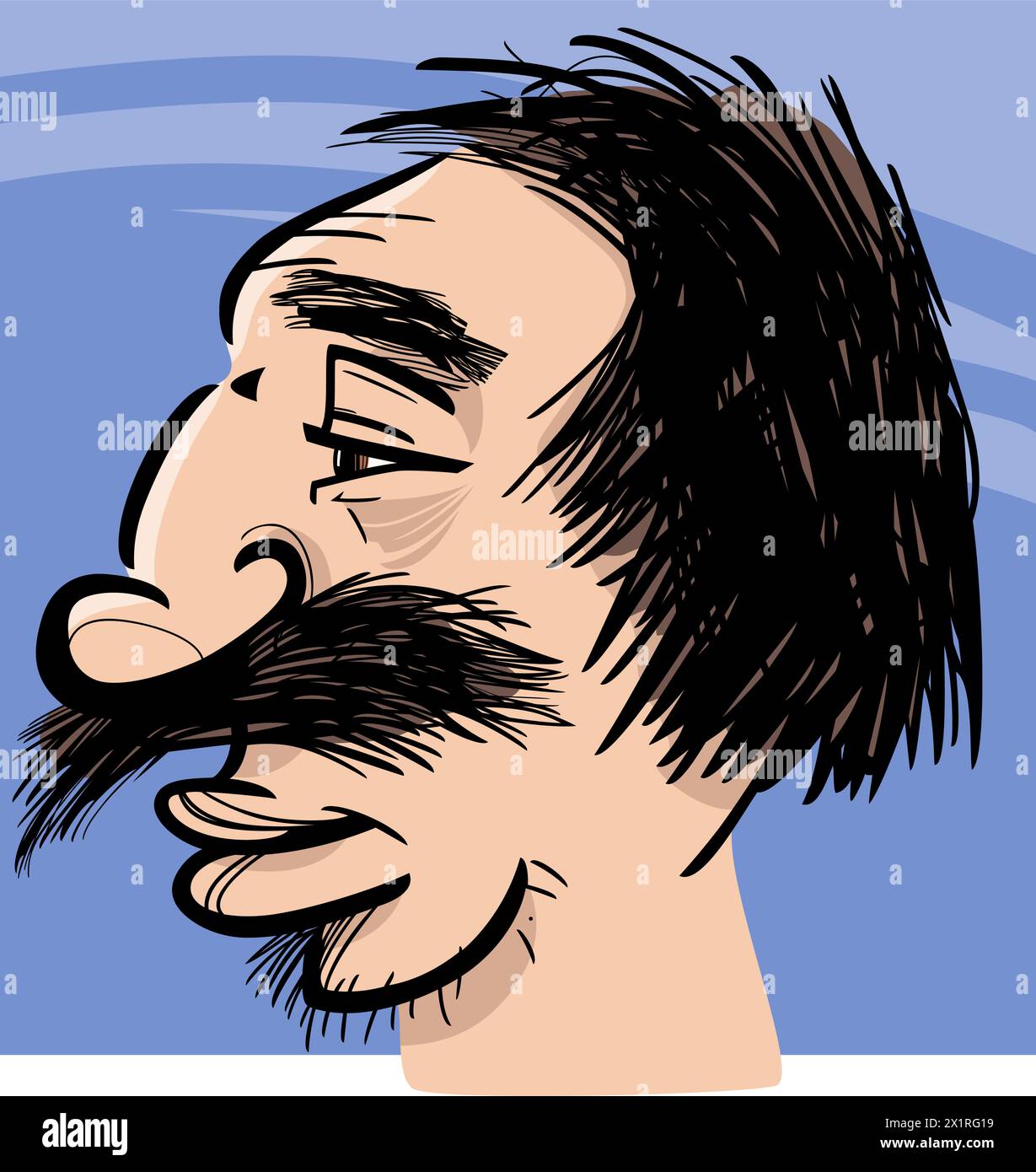 caricatura ritratto di uomo faccia schizzo cartone animato disegno illustrazione Illustrazione Vettoriale