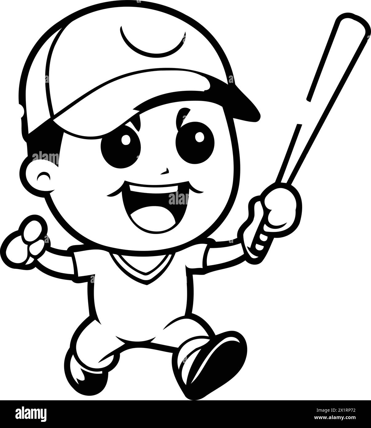 Illustrazione vettoriale di Cartoon Mascot, giocatore di baseball. Illustrazione Vettoriale