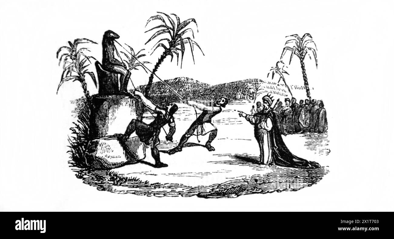 Incisione in legno del re Giosia ordinando che tutti gli Idoli adorati in Giuda e Gerusalemme siano distrutti obbedendo al Libro della legge (Libro di Kin Foto Stock