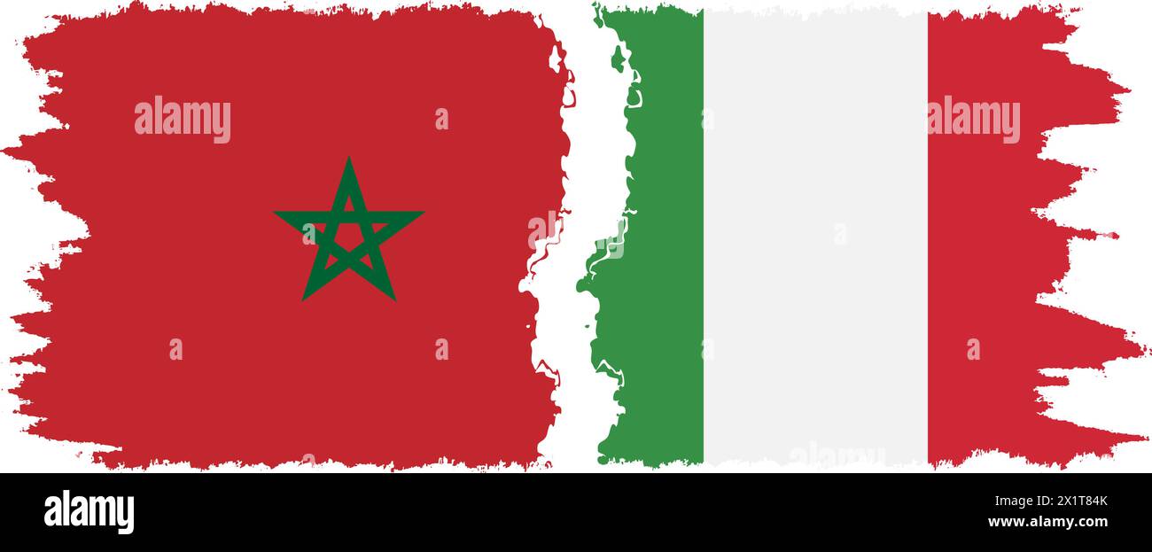 Italia e Marocco grunge bandiere connessione, vettore Illustrazione Vettoriale