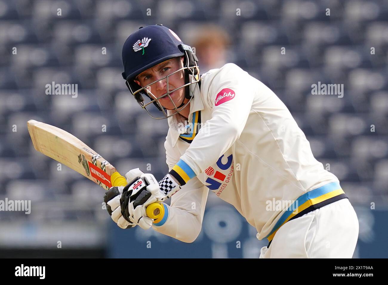 Bristol, Regno Unito, 14 aprile 2024. Harry Brook dello Yorkshire batte durante la partita del Vitality County Championship al Seat Unique Stadium di Bristol. Foto Stock