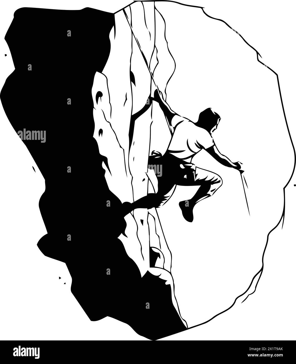 Immagine di un arrampicatore che sale su una scogliera. Illustrazione vettoriale. Illustrazione Vettoriale