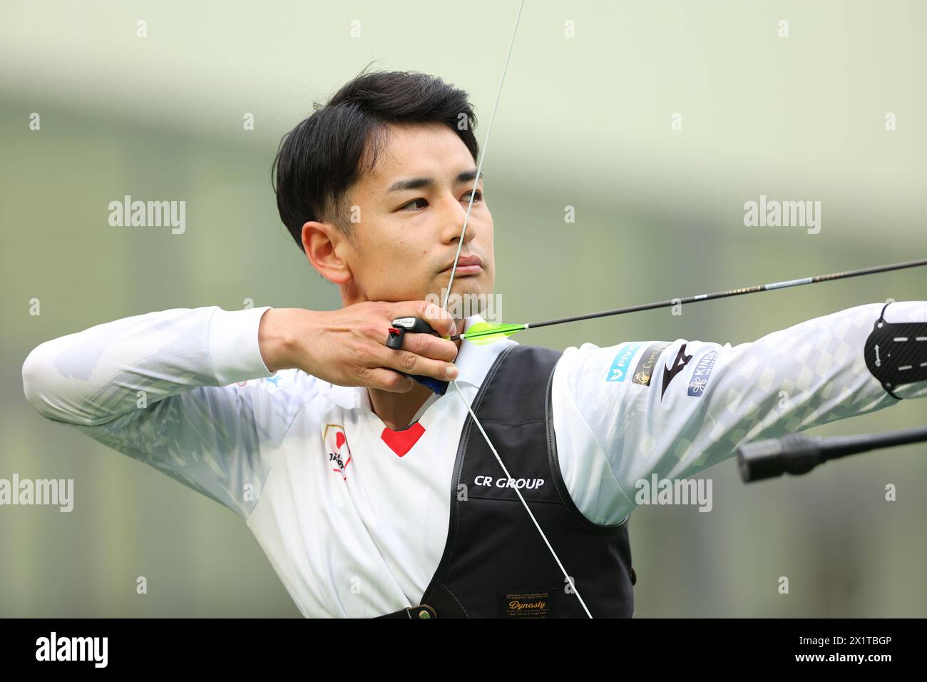 Ajinomoto National Training Center Archery Field, Tokyo, Giappone. 18 aprile 2024. Junya Nakanishi (JPN), 18 APRILE 2024 - Tiro con l'arco: Formazione della squadra nazionale giapponese per i Giochi Olimpici di Parigi 2024 presso il Centro Nazionale di addestramento Ajinomoto campo di tiro con l'arco, Tokyo, Giappone. Crediti: Naoki Morita/AFLO SPORT/Alamy Live News Foto Stock