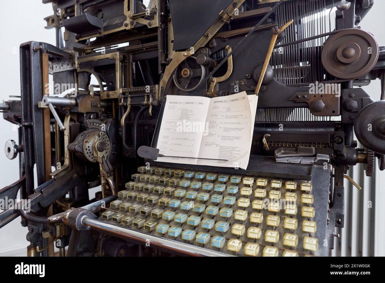 vecchia macchina tipografica, tipografia. Foto Stock