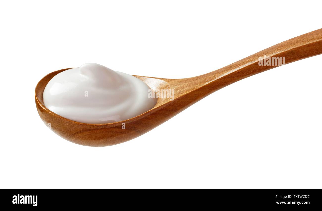 Panna acida, prodotti caseari in un recipiente con sfondo bianco isolato Foto Stock