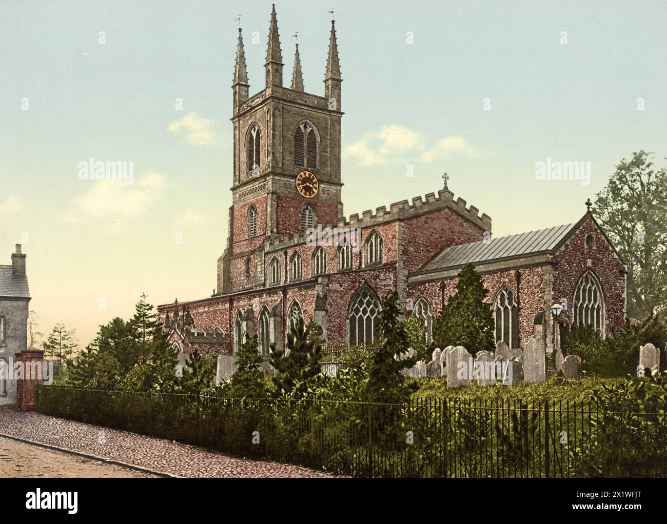 St Marys Church in Lutterworth, Distrikt Harborough, Grafschaft Leicestershire, Inghilterra, UM 1890, Historisch, digital restaurierte Reproduktion von ei Foto Stock