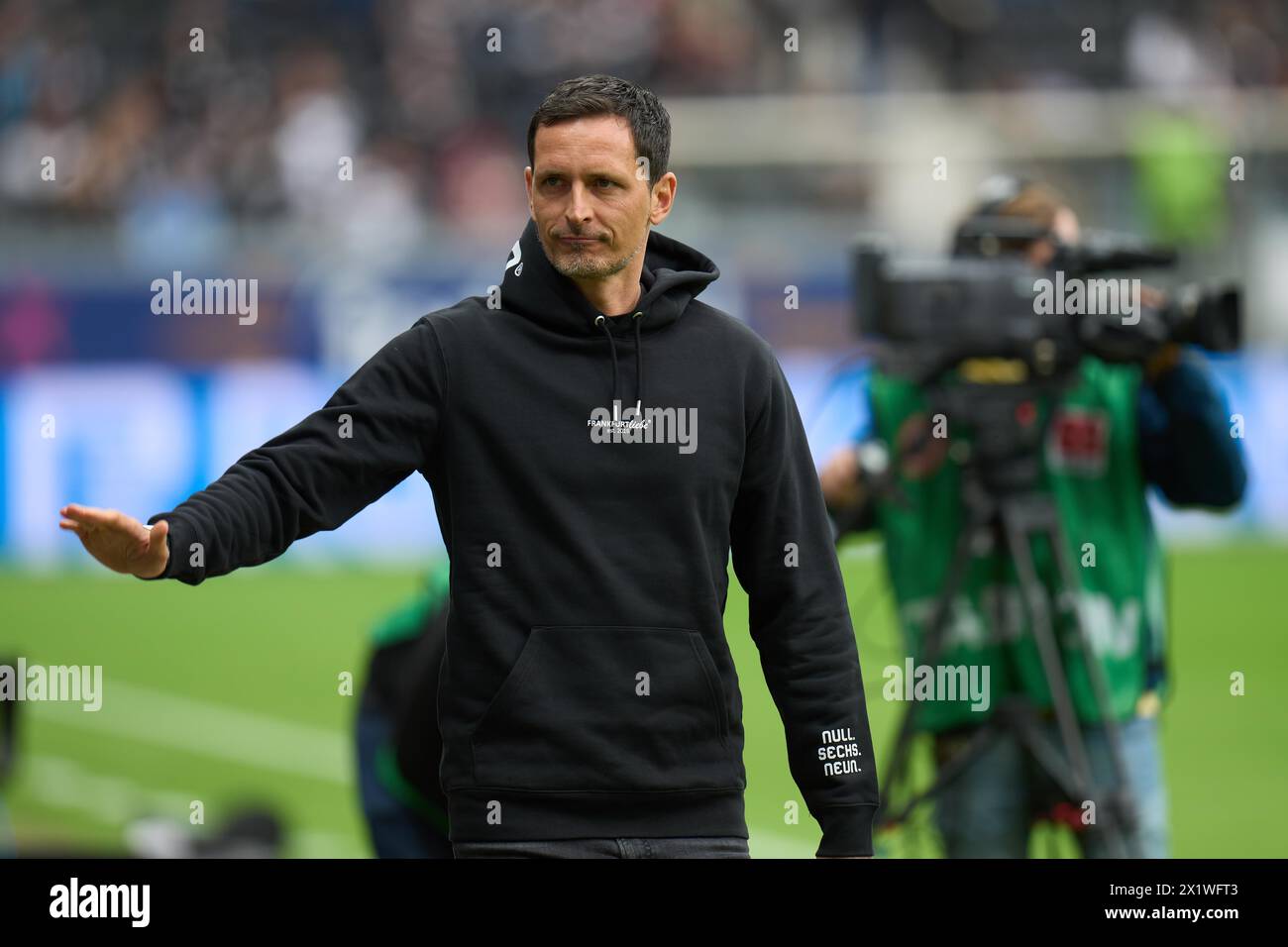Bundesliga Eintracht Frankfurt-Union Berlin al Deutsche Bank Park di Francoforte. Dino Toppmoeller, allenatore di Francoforte. Francoforte, Assia, Germania Foto Stock