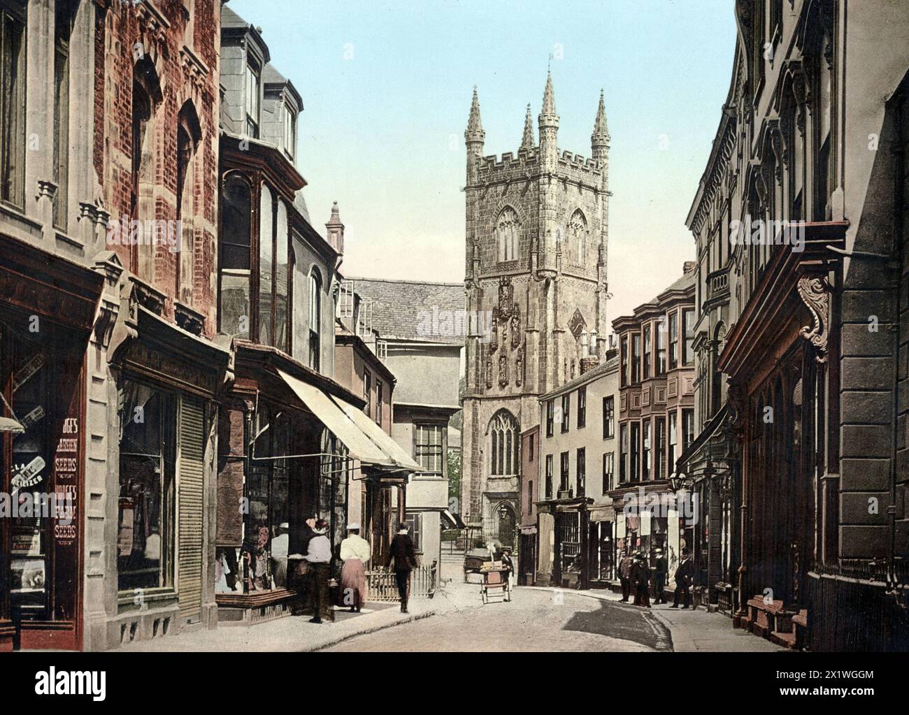 Fore Street, St Austell, Stadt an der Südküste der englischen Grafschaft Cornovaglia, Inghilterra, um 1890, Historisch, digital restaurierte Reproduktio Foto Stock