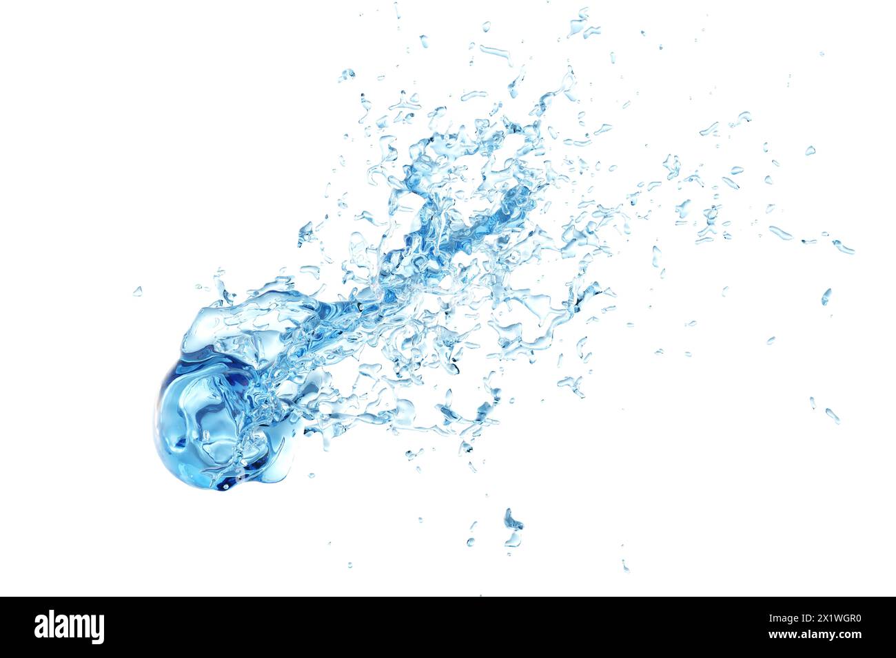 Rendering 3D di spruzzi d'acqua isolati su sfondo bianco con percorso di ritaglio. Illustrazione 3D di spruzzi d'acqua. Foto Stock