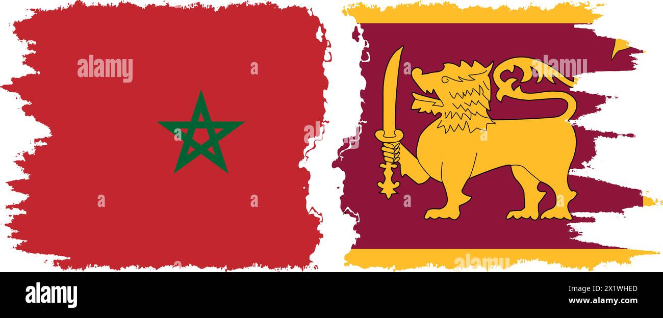 Sri Lanka e Marocco grunge bandiere connessione, vettore Illustrazione Vettoriale