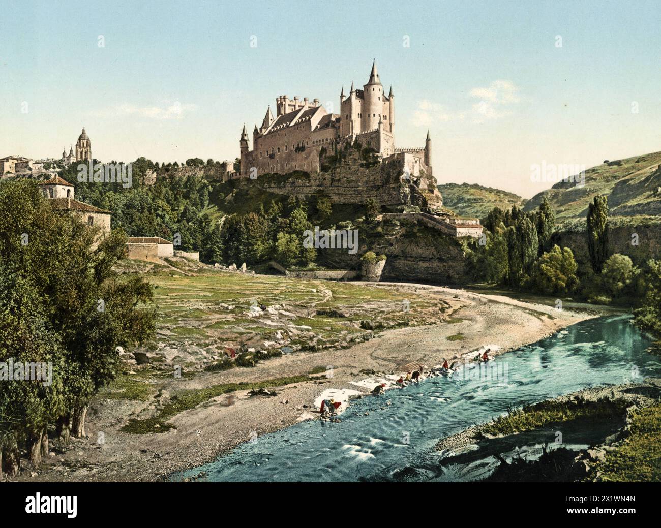 Burg El Alcazar in Segovia, Spanien, um 1890, Historisch, digital restaurierte Reproduktion von einer Vorlage aus dem 19. Jahrhundert Foto Stock