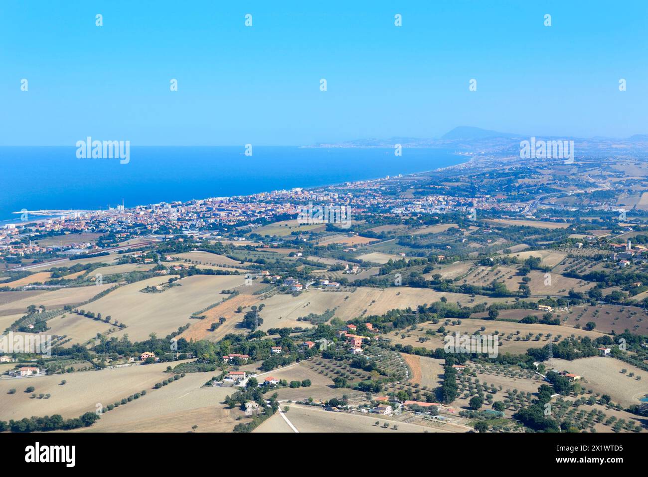Vista aerea della costa marchigiana. Area di Senigallia. Marche Foto Stock