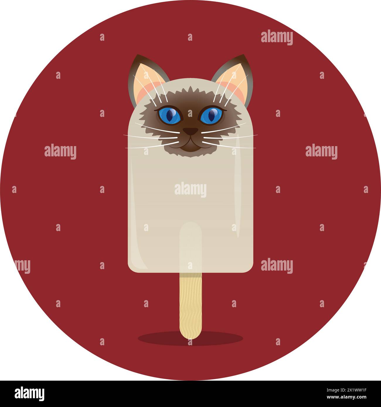 popsicle a forma di gatto, con occhi color nocciola, che donano un tocco divertente alla classica delizia estiva Illustrazione Vettoriale