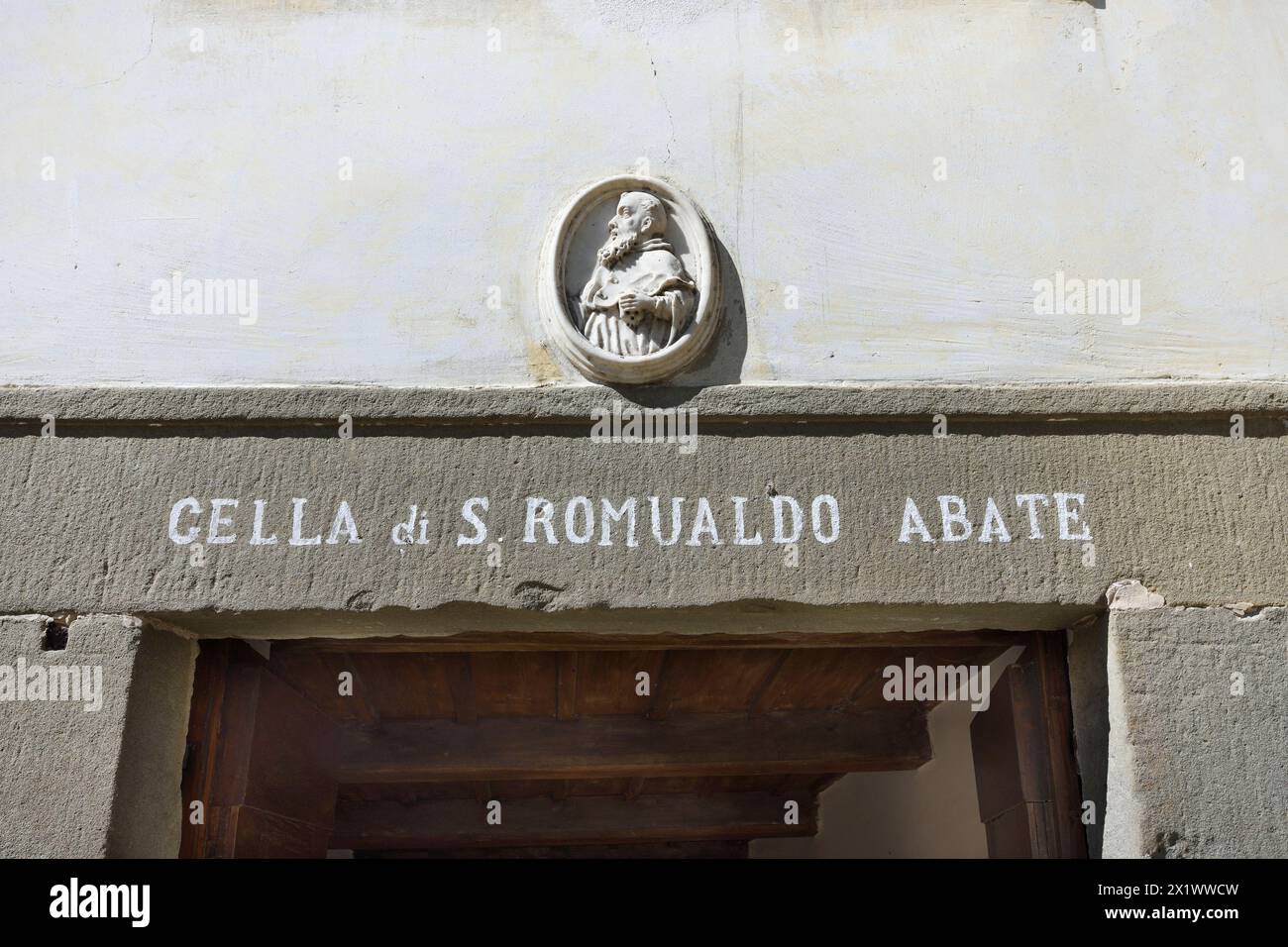 Accesso alla cella di San Romualdo. Eremo di Camaldoli. Poppi. Toscana. Italia Foto Stock