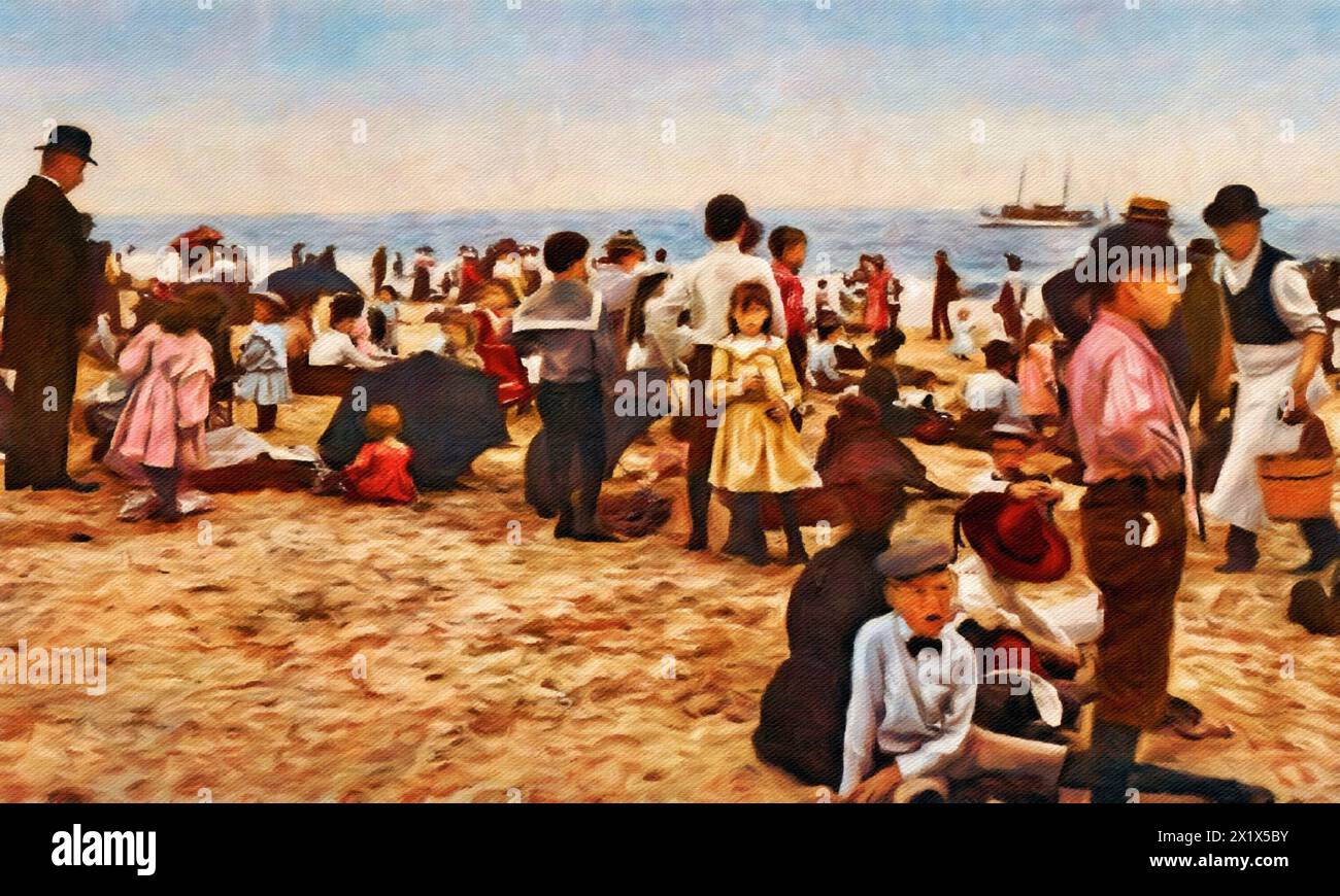 Coney Island Beach, New York 1902. Foto Stock