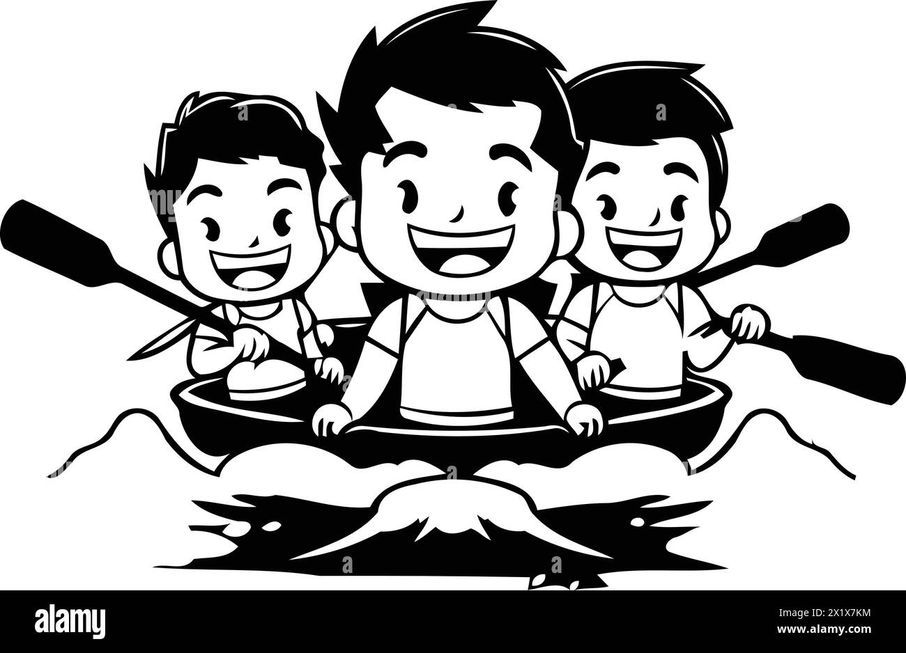 Un gruppo di amici che regna in acqua. Illustrazione vettoriale cartoni animati. Illustrazione Vettoriale