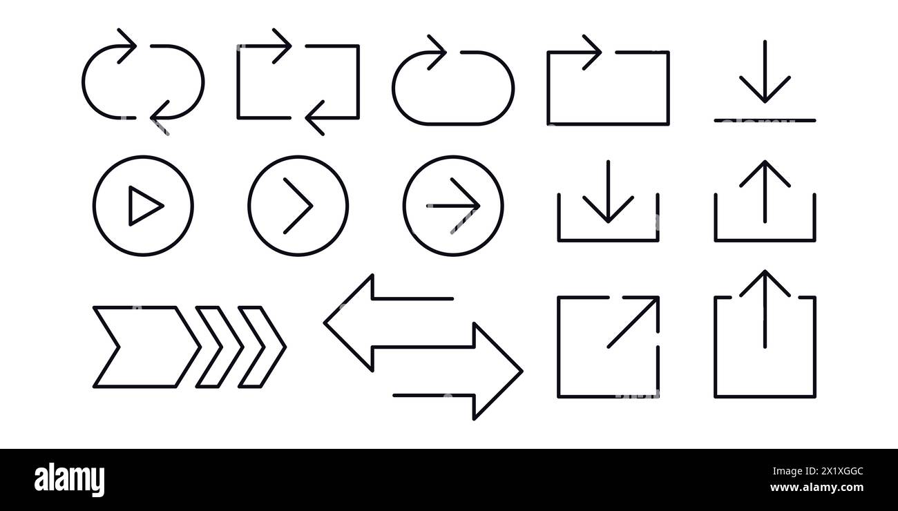 Icona vettore freccia linea Imposta icone direzione freccia Imposta illustrazione grafica vettoriale Illustrazione Vettoriale