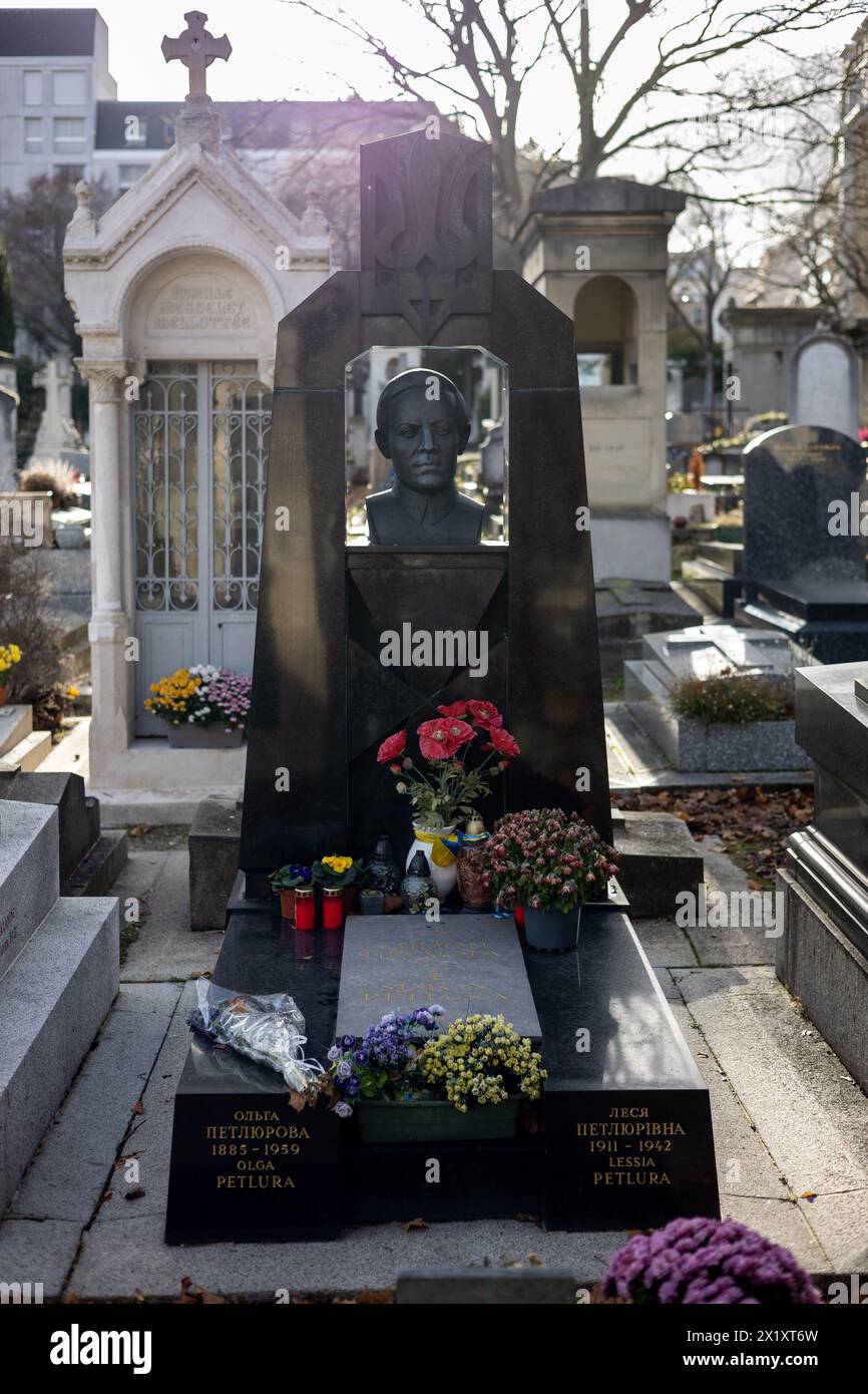 Una tomba Symon Petliura sul cimitero di Montparnasse. Fu comandante supremo dell'esercito popolare ucraino e guidò la Repubblica popolare Ucraina d Foto Stock