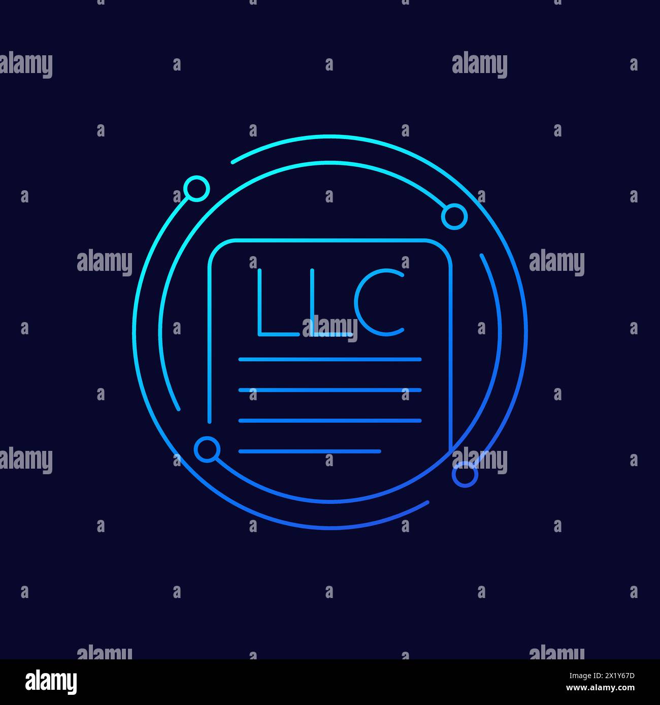 LLC Icon, Limited Liability Company design lineare Illustrazione Vettoriale